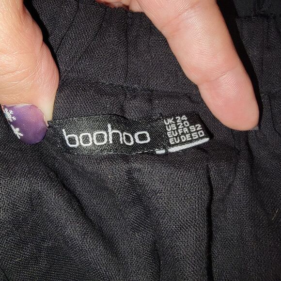 Boohoo Black Wrap Eyelet Frill Mini Skirt Size 20 - Picture 6 of 6